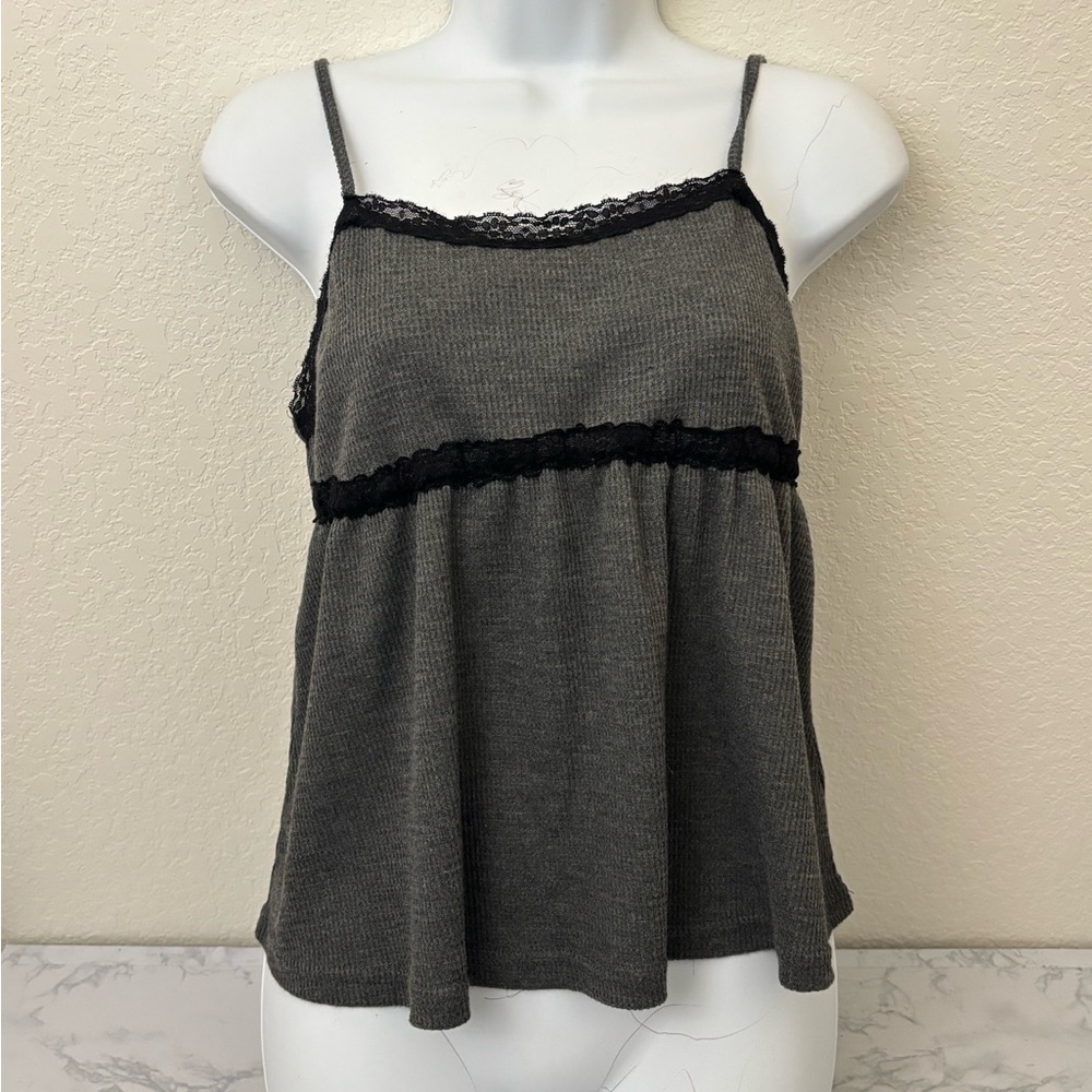 ROMWE Size Small Y2K Cami Cropped Top Spaghetti Straps Women’s Gray Pullover - Picture 1 of 4